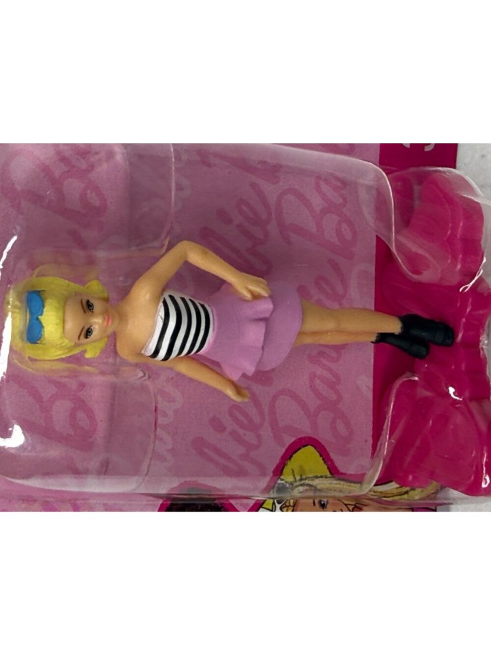 Barbie Mini Figure Blonde Pink Skirt Black White Top New - Picture 9 of 9